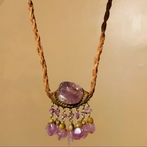 Amethyst and Leather Necklace